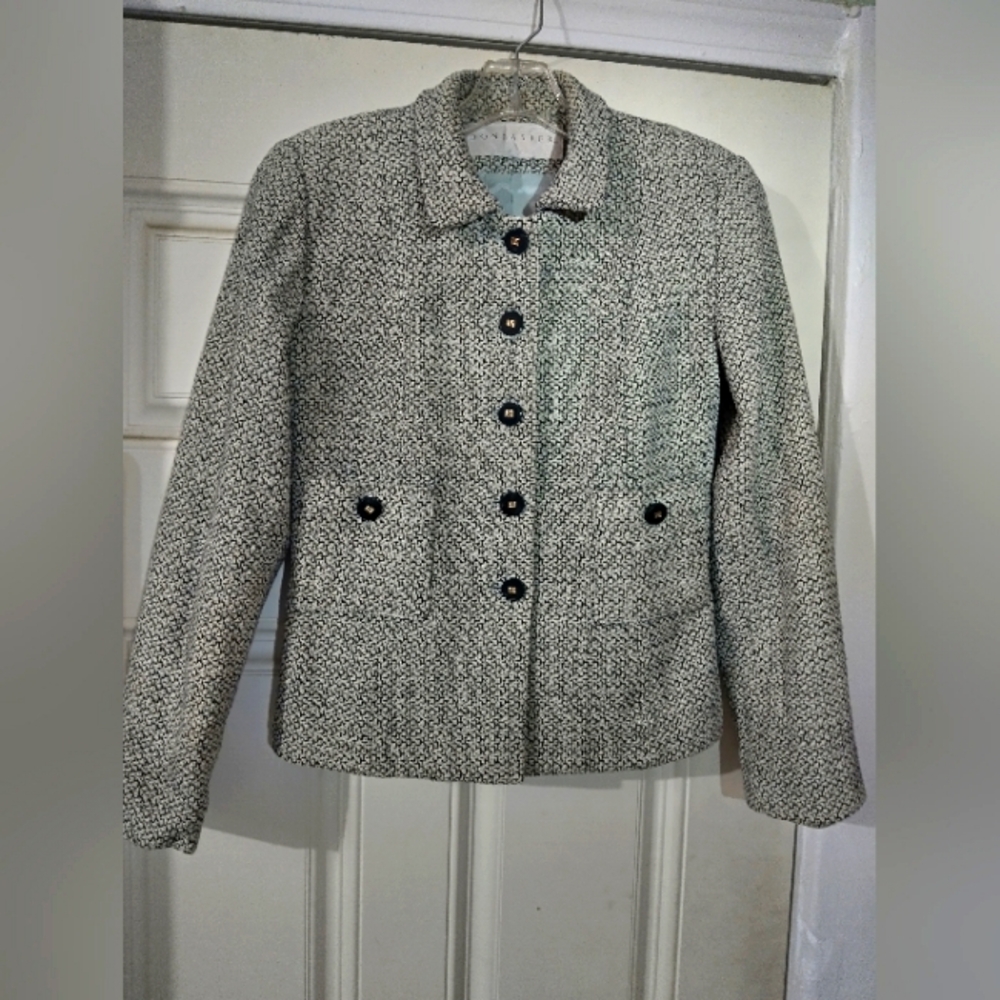 Women's Black and White Tweed Jacket